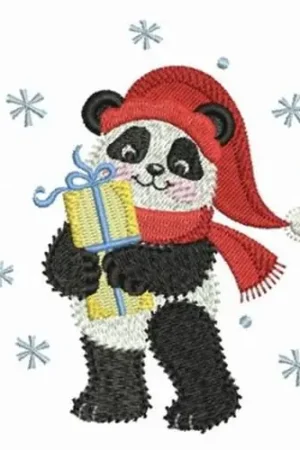 Authentic Panda with Gift Embroidery Design