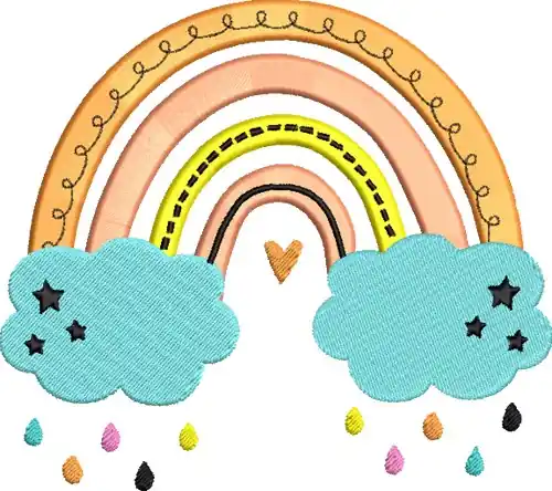 Rainbow & Clouds Embroidery Design Buy Today