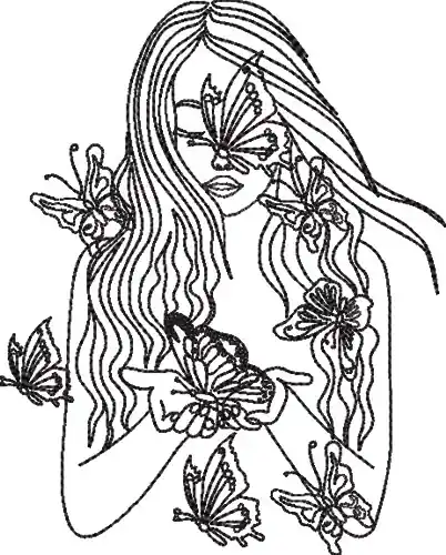 Cheap Butterfly Lady Embroidery Design