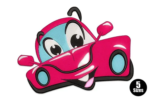Money Back Guarantee Cartoon Car Embroidery Design