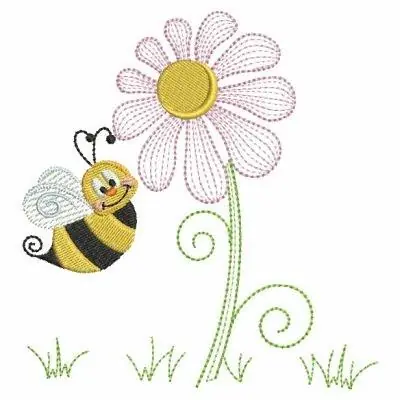 Bumble Bee Flower Embroidery Design No Minimum Order