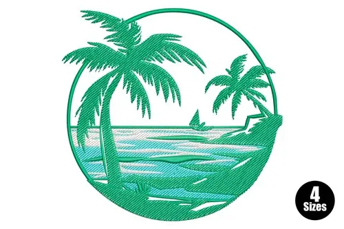 Palm Tree Scene Embroidery Design New Arrival