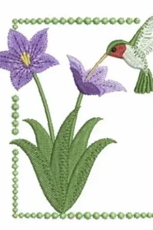 Budget Hummingbird & Lily Flowers Embroidery Design