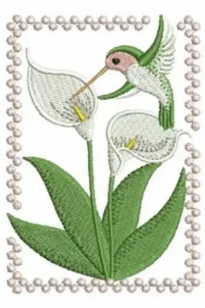 Brand New Hummingbird & Calla Lilies Embroidery Design