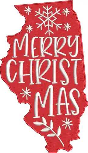 Exclusive Offer Merry Christmas Illinois Embroidery Design