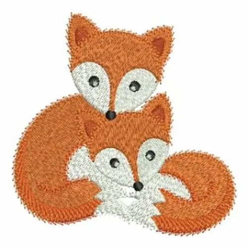 Foxes Embroidery Design Modern