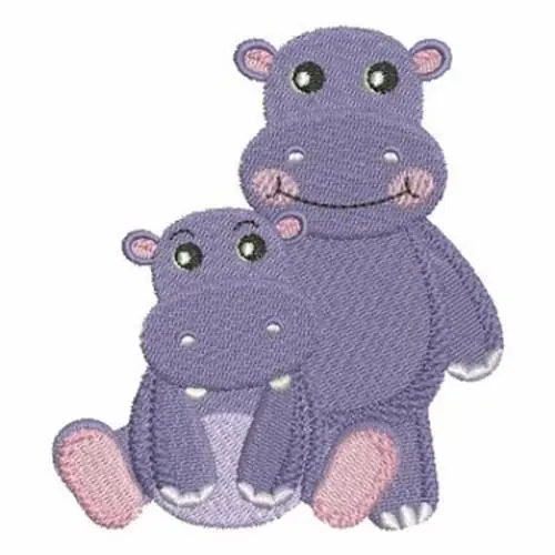Get Yours Hippos Embroidery Design