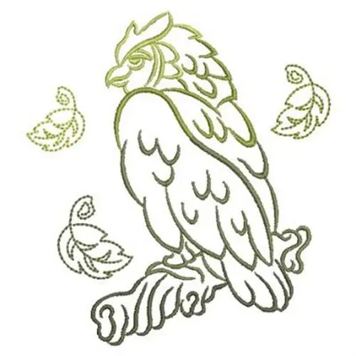 Top Rated Green Owl Outline Embroidery Design