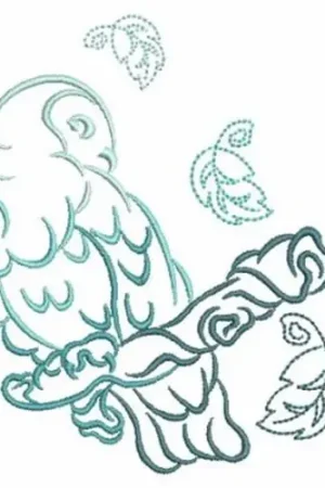 Blue Owl Outline Embroidery Design Luxury