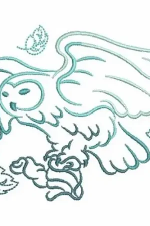 Blue Owl Outline Embroidery Design Today Only