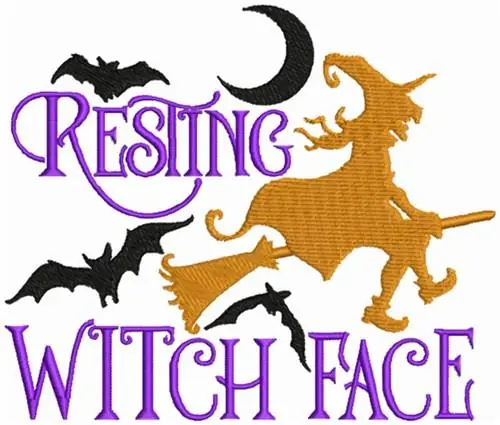 Exclusive Resting Witch Face Embroidery Design